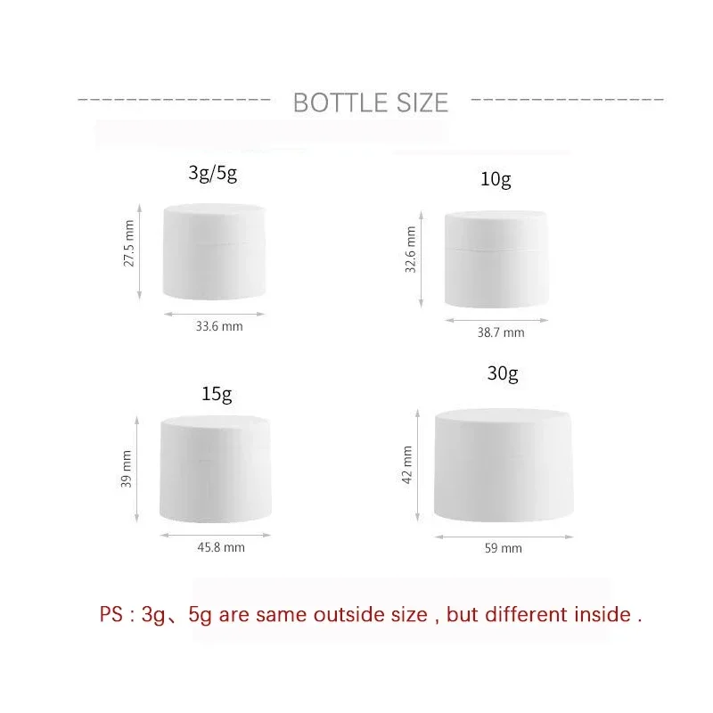 20 piezas 3/5/10/15/30g tarro de crema facial loción contenedor de cosméticos frascos de maquillaje con tapa recipiente de muestra botellas de muestra recargables