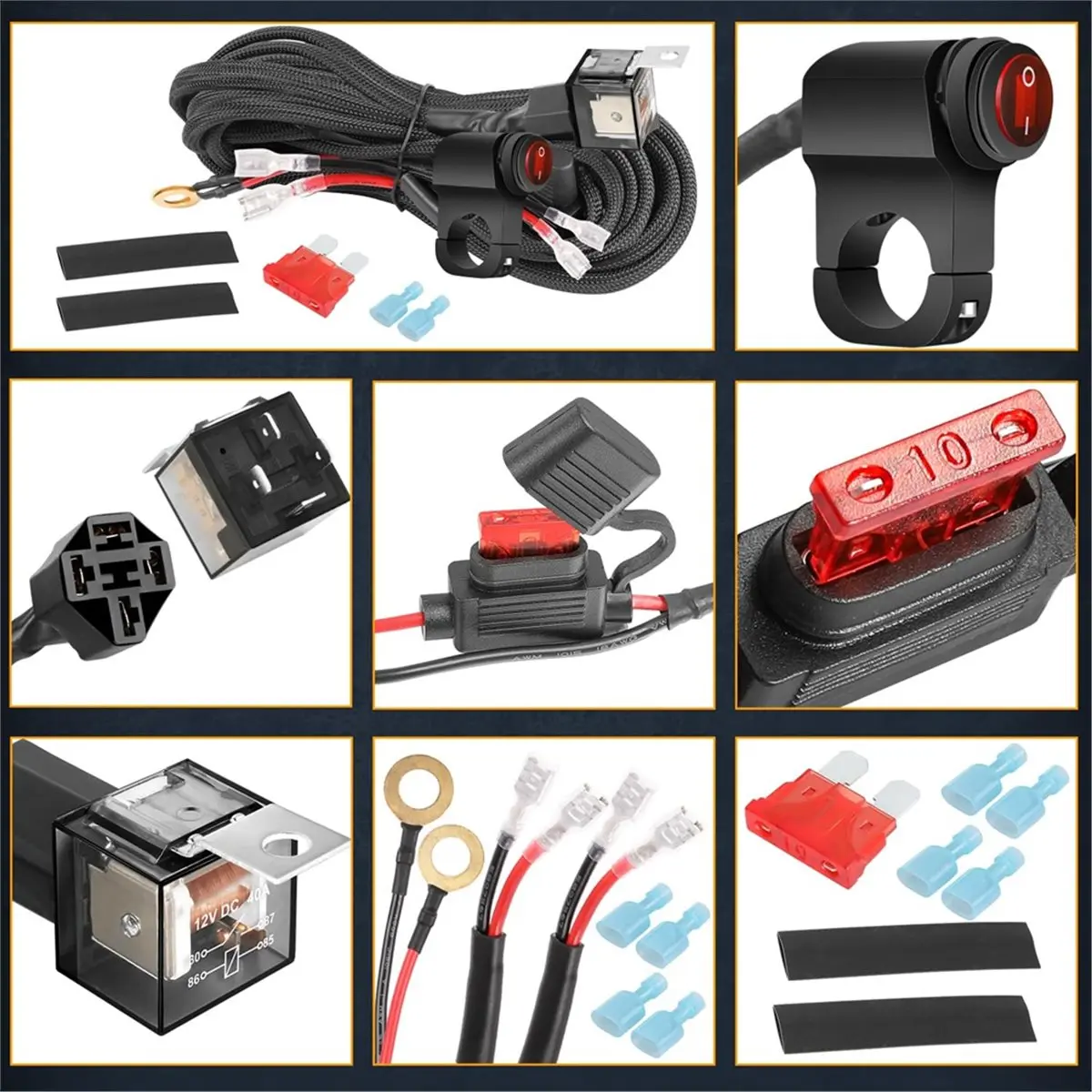 #67H Automotive Parts & Accessories,Motorcycle Spotlight Switch Light Bar/Work Light for Car Boat Truck (plastic)