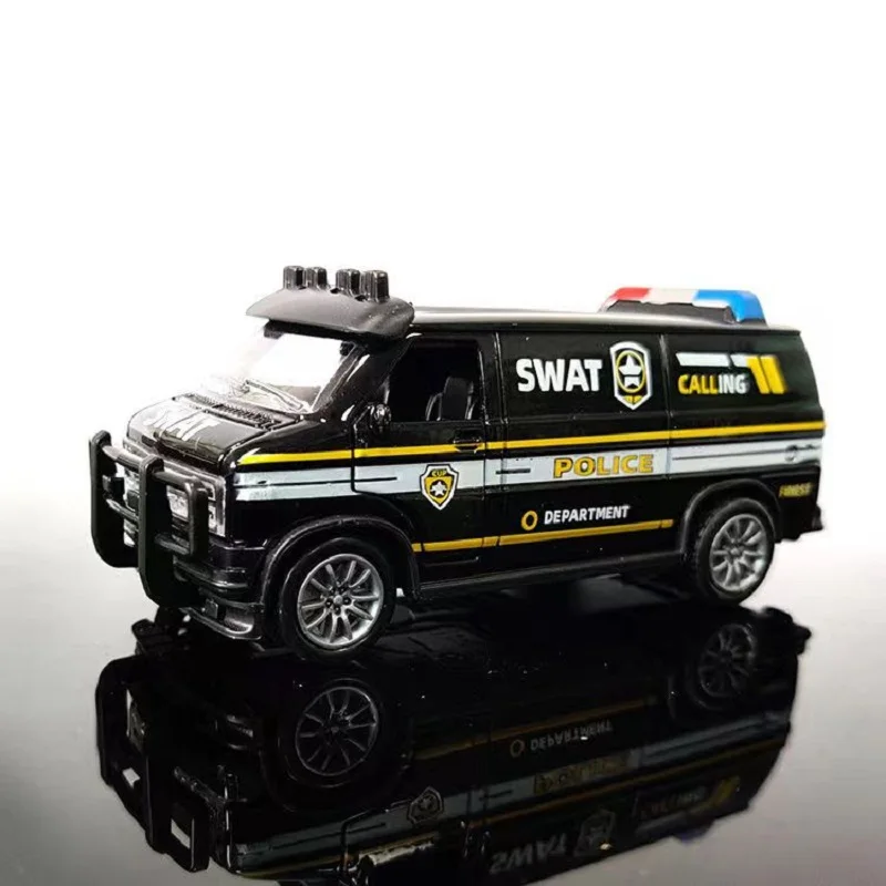 Mini 1:32 Alloy Miniature Diecast Rescue Vehicle for Kid Boy Pull Back Model Metal Fire Truck Ambulance Police SWAT Toy Car Gift