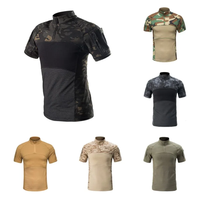 Summer Short Sleeve Top Tees Men Oversized T-Shirt Quick Dry Tactical T Shirts Breathable Camo Cargo Shirt Blouses