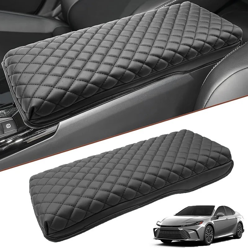 Car Armrest Cover Mat Auto Interior Central Console Armrest Box Pad Accessories Black For Toyota Camry 2025-2026 LE/SE/XLE/XSE