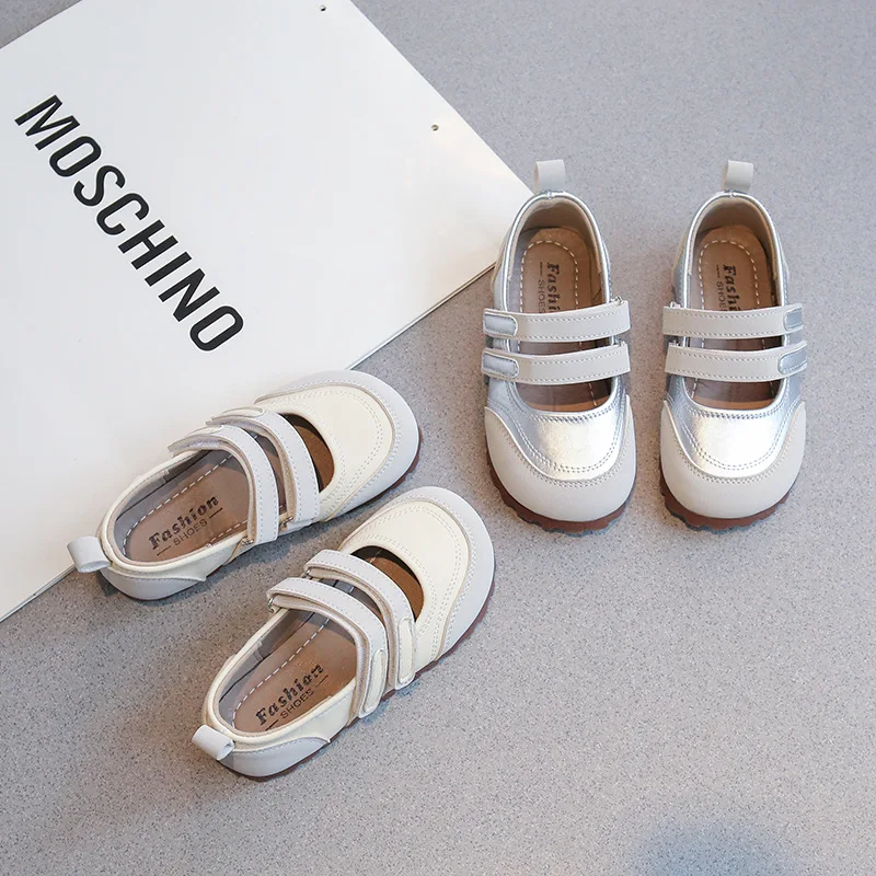 

Kids'Casual Shoes Sneakers PU Leather Shoes Spring Shoes For Girls Anti-slip Soft Bottom Silver Beige Shoes Size 25-37