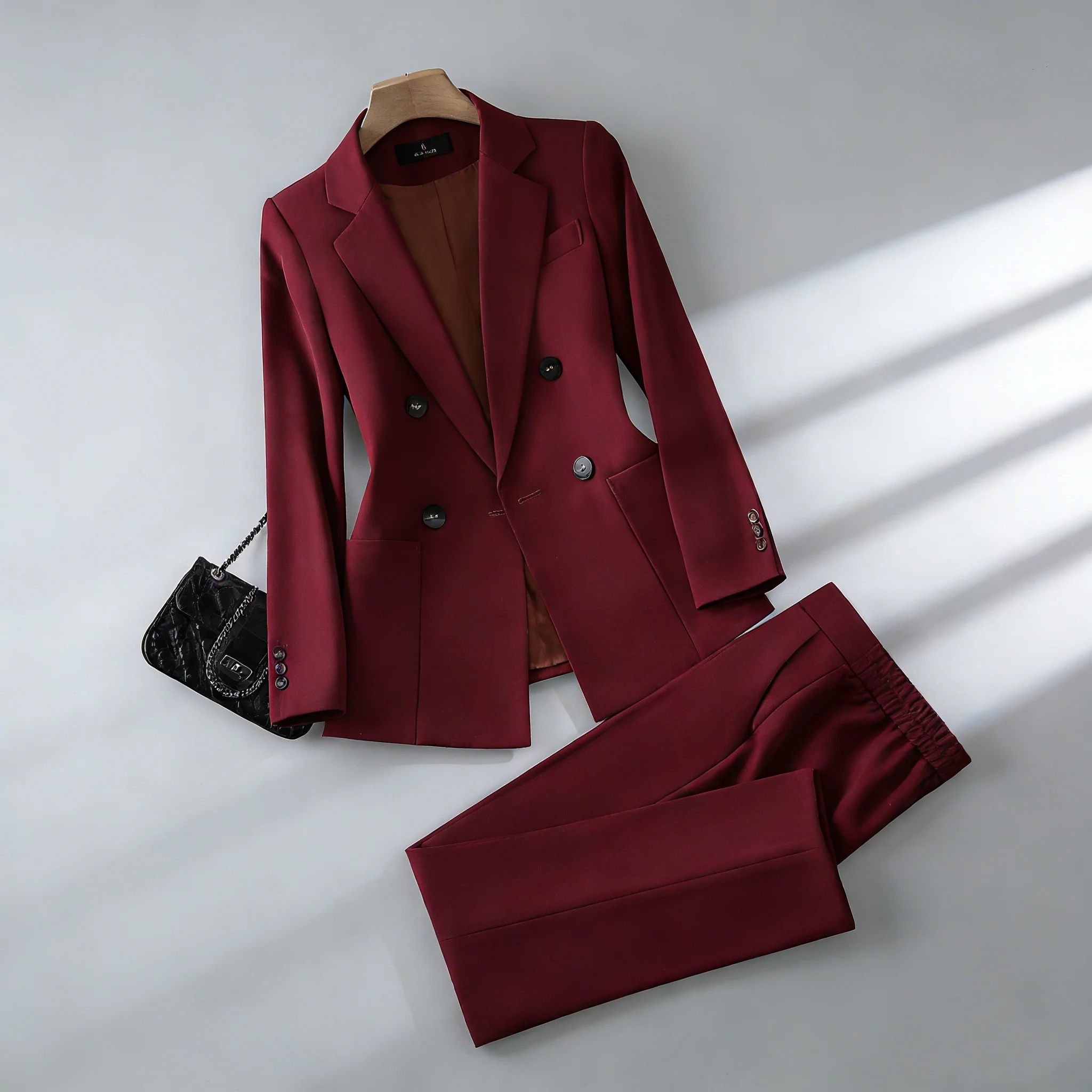 여성 정장 블레이저와 바지 카라멜색 포멀 비즈니스 팬츠슈트 오피스룩 자켓 세트 여성용 투피스 신상품