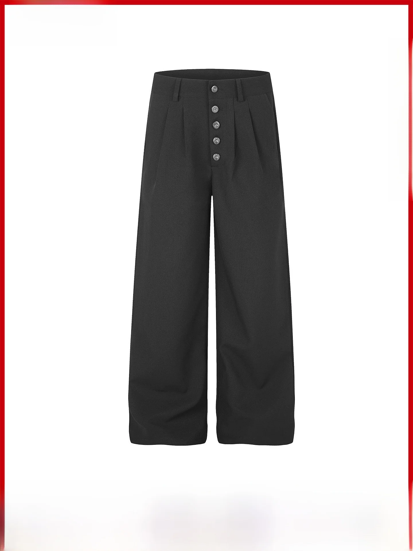 New  Folded Button A-Line Suit Pants Men Commute Straight CleanFit Casual Trousers Old Money Style Polyester Spandex