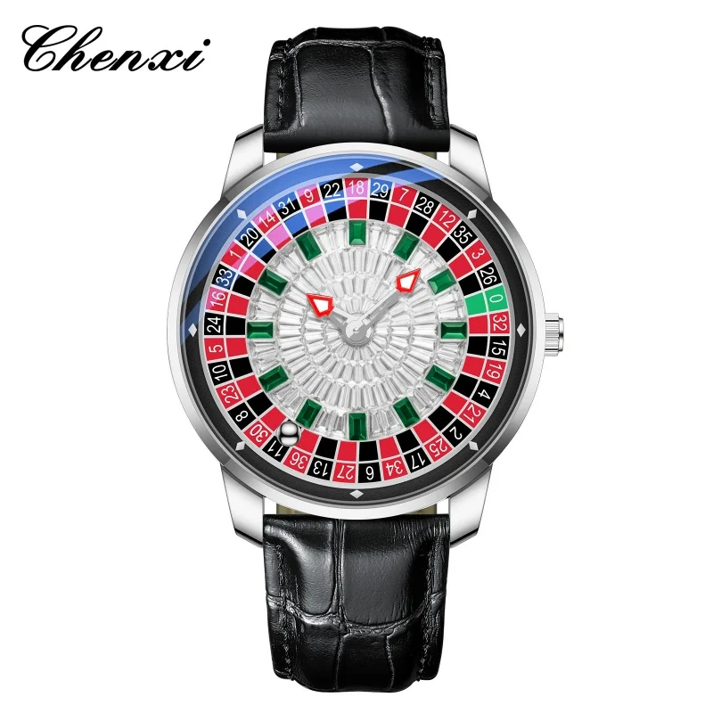 CHENXI 6363 New Retro Rotating Dial Diamond Inlaid Quartz Men's Watch Waterproof Luminous Exquisite Men's Watch Reloj Hombre