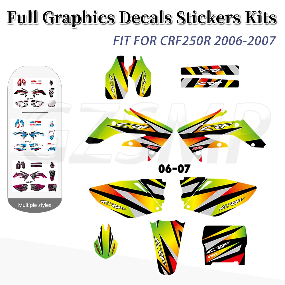 

Motocross Fit for Honda CRF250R CRF 250R 2006-2007 Full Graphics Decals Stickers Deco Background Kits