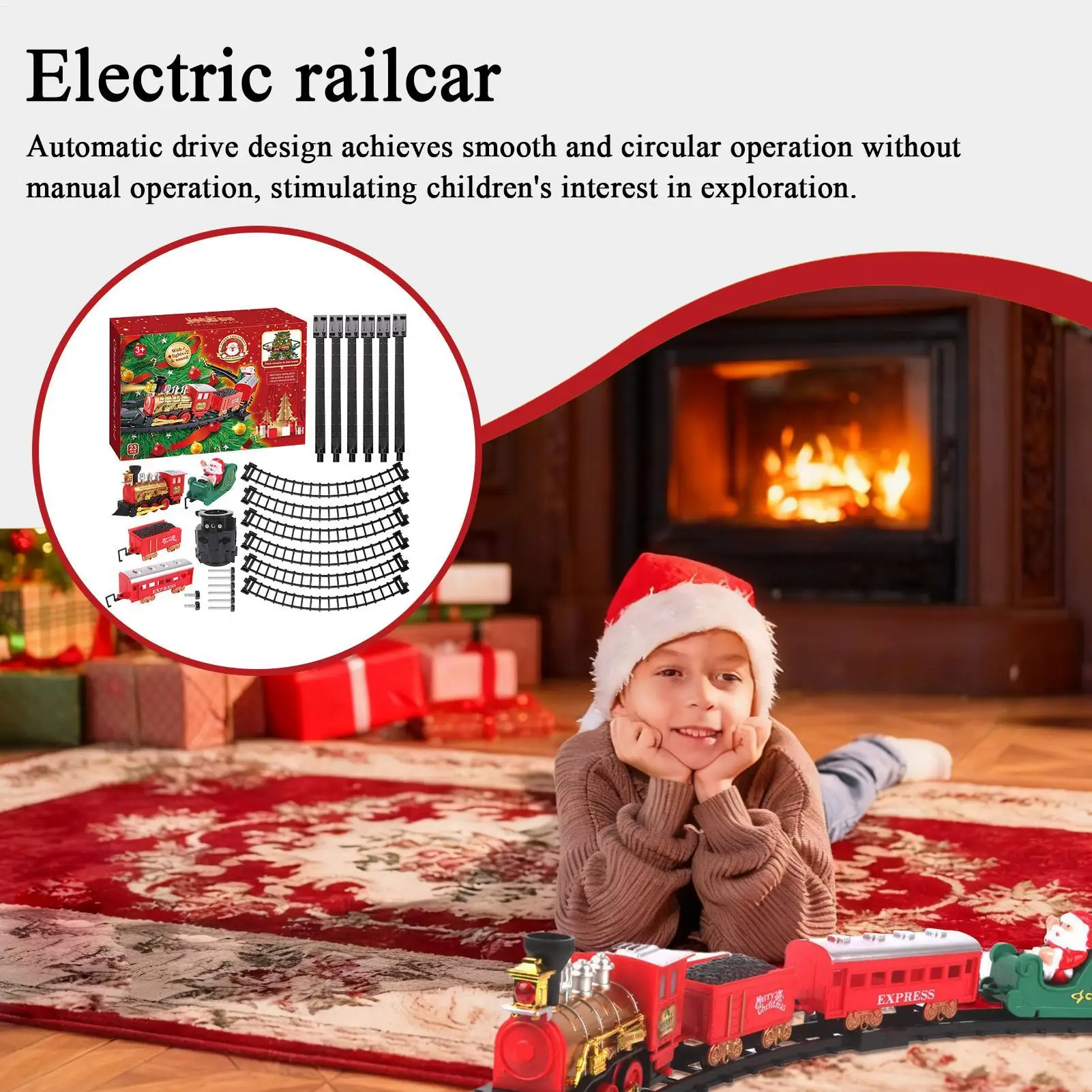 Árbol de Navidad, juego de tren con motor musical, tren eléctrico ensamblado Diy con sonido ligero, decoración del hogar para sala de estar, dormitorio, sala de juegos