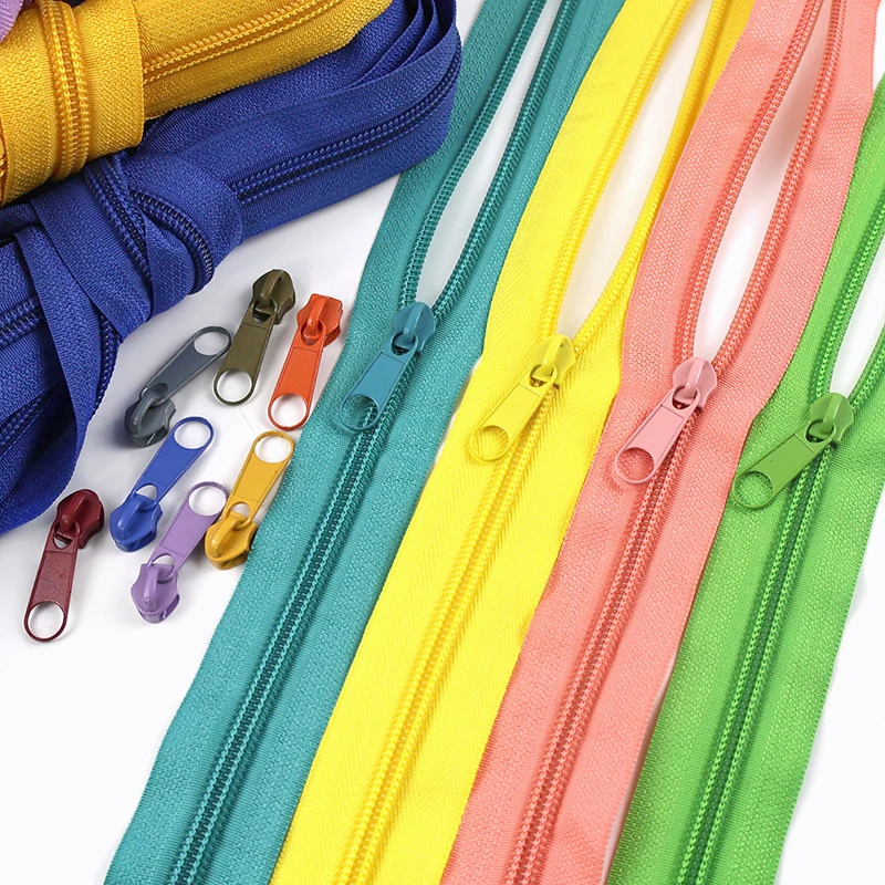 

10/30/50M 3# 5# Long Nylon Zipper Tapes with Zip Sliders Clothing Decor Zippers Roll Bag Closure Zips Repair Kit DIY Accessories