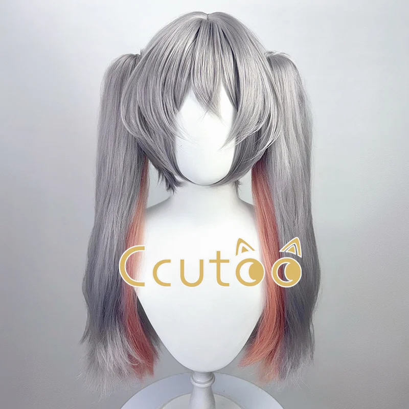 

New Judy Hopps Cosplay Wig Grey Pink Mixed Synthetic Hair Movie Anime Cos Wig Halloween Party Play Role Chip Ponytails