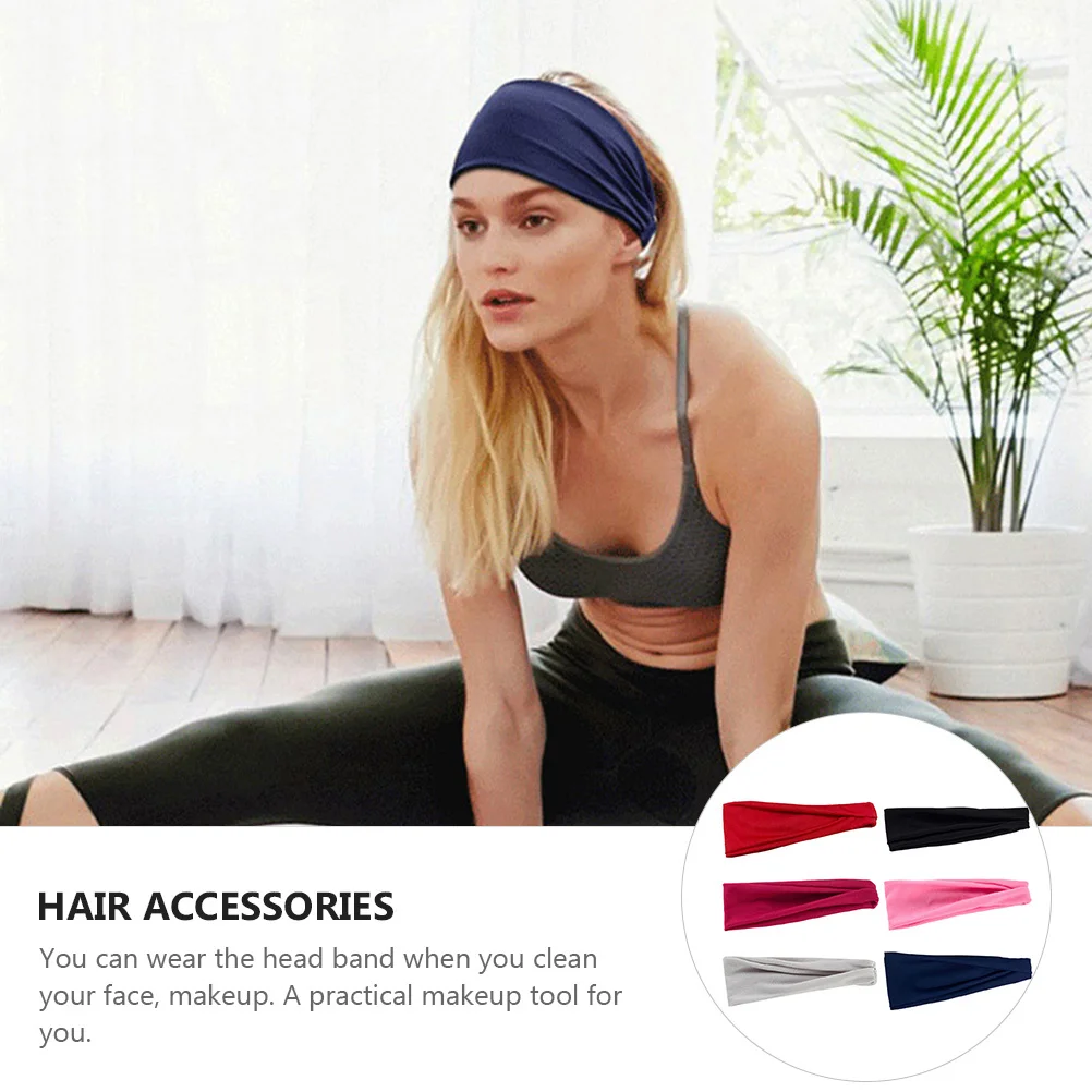 

6Pcs Elastic Headbands Sports Headwrap Sweat Absorbing Breathable Soft Hair Bands Yoga Fitness Hair Accessories for Makeup