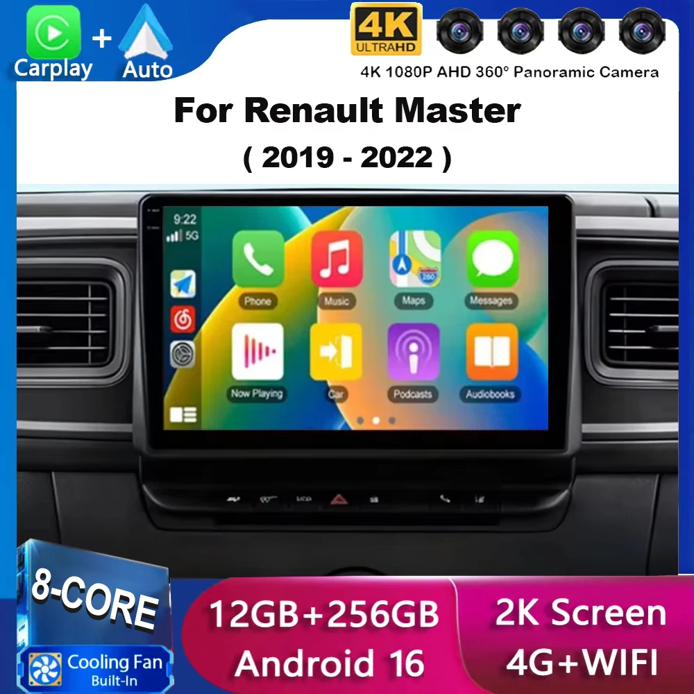 10.1 inch Android 16 For Renault Master 2019 - 2022 Car Multimedia Radio Player GPS Navi DSP Stereo QLED Touch Screen 4G WiFi