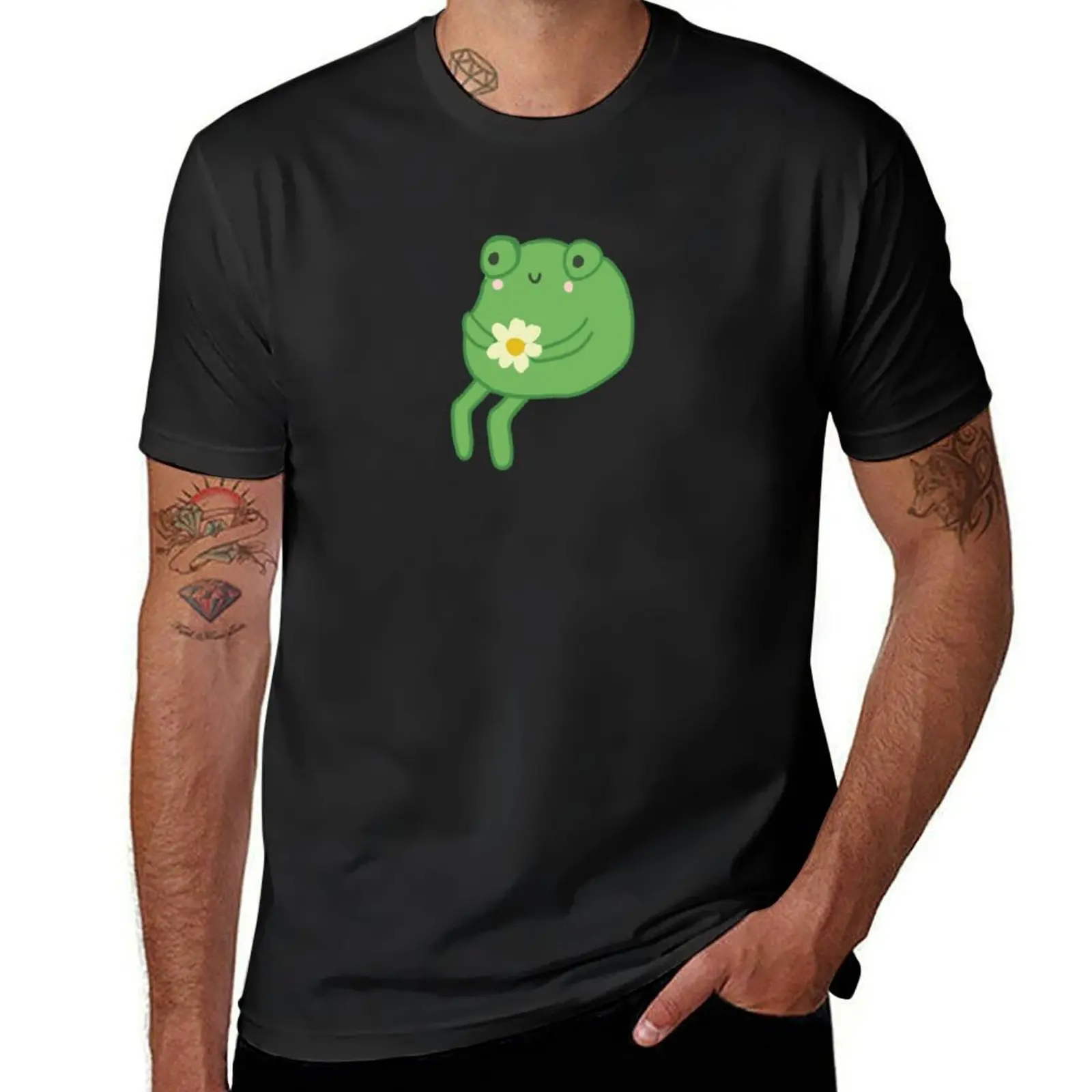 

Frog Birthday Cake Meme - Cute Cottagecore Aesthetic Frog - Depressed Frogge -Toad Sitting with Flower - Funny Sad Anime T-Shirt