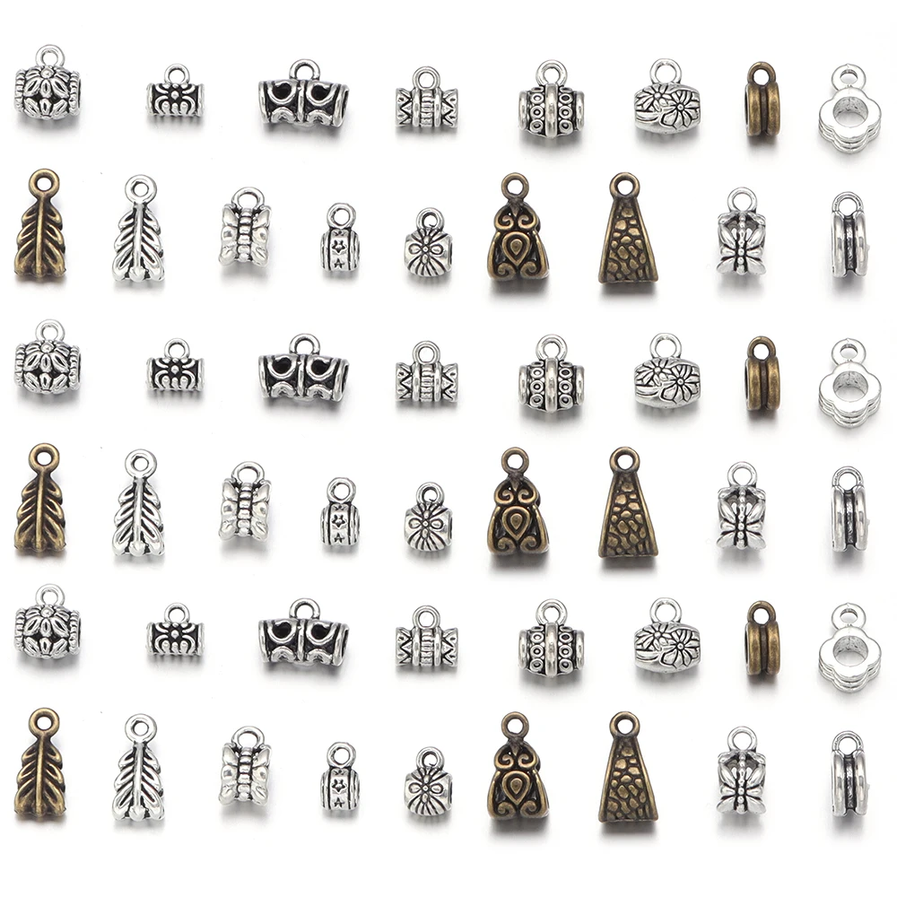 20pcs/bag Antique Silver Bronze Bail Beads Random mixed For DIY Jewelry Findings Bracelet  Accessories Hanging Beads Connector