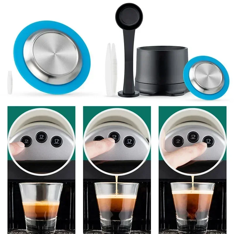 Reusable Coffee Capsule Pod Fit For Zenius Pro Coffee Machines  Tweezers Dosing Funnel Spoon Eco Cafe