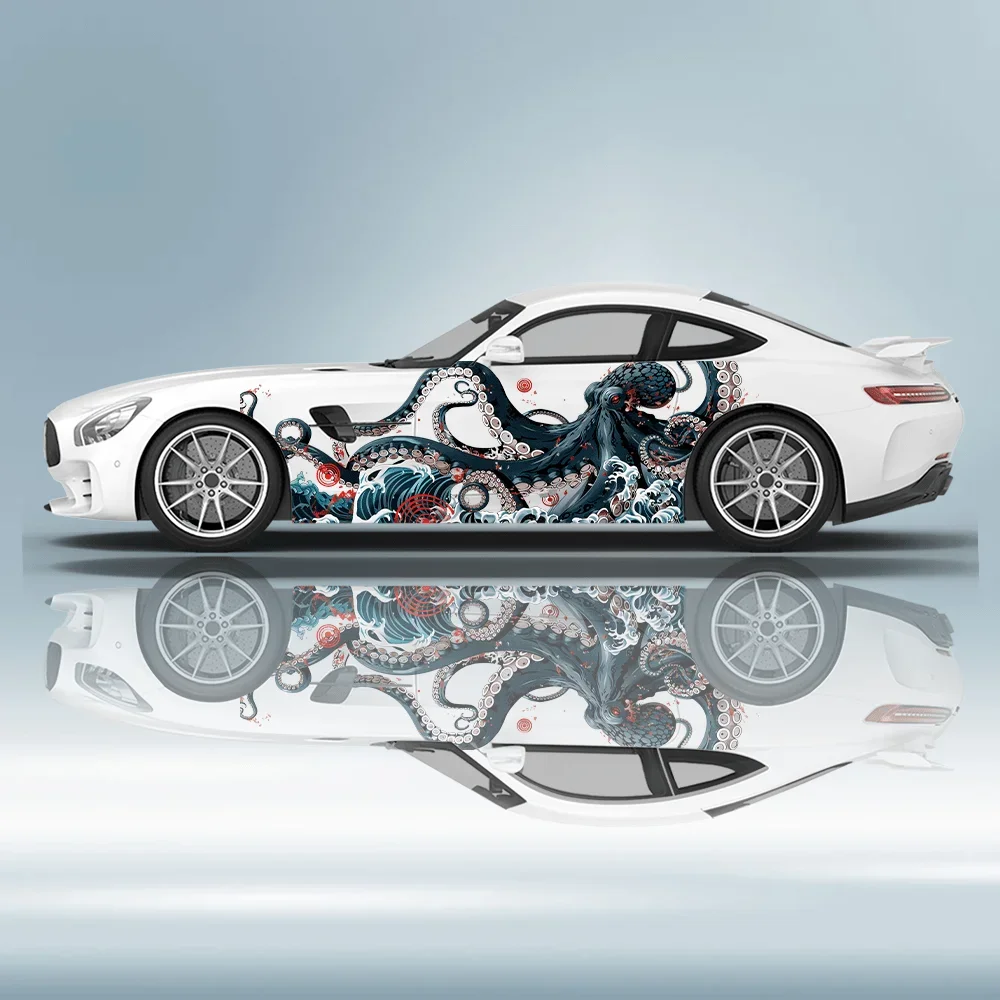 

Strange Octopus Waves Car Vinyl Wraps Decal Self-adhesive PVC Sticker Suitable for Trucks SUV Decoration Auto Accessories Gift