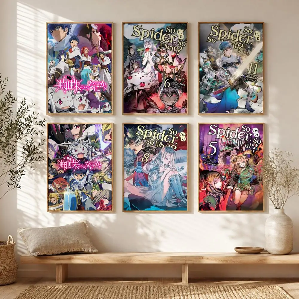 Anime S-So Im A S-Spider So What Poster Stickers Painting Self-Adhesive Art for Bedroom Living Room Home Decor Wall Decals Gift