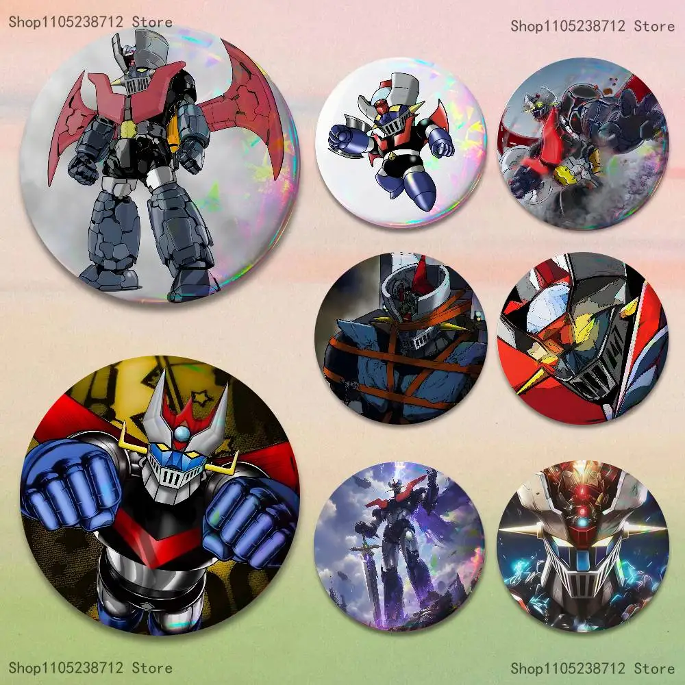 

M-Mazinger Z Robot Badges Button Round Creative Pin Brooch Badge Bag Decor Fans Collect Friends Gifts
