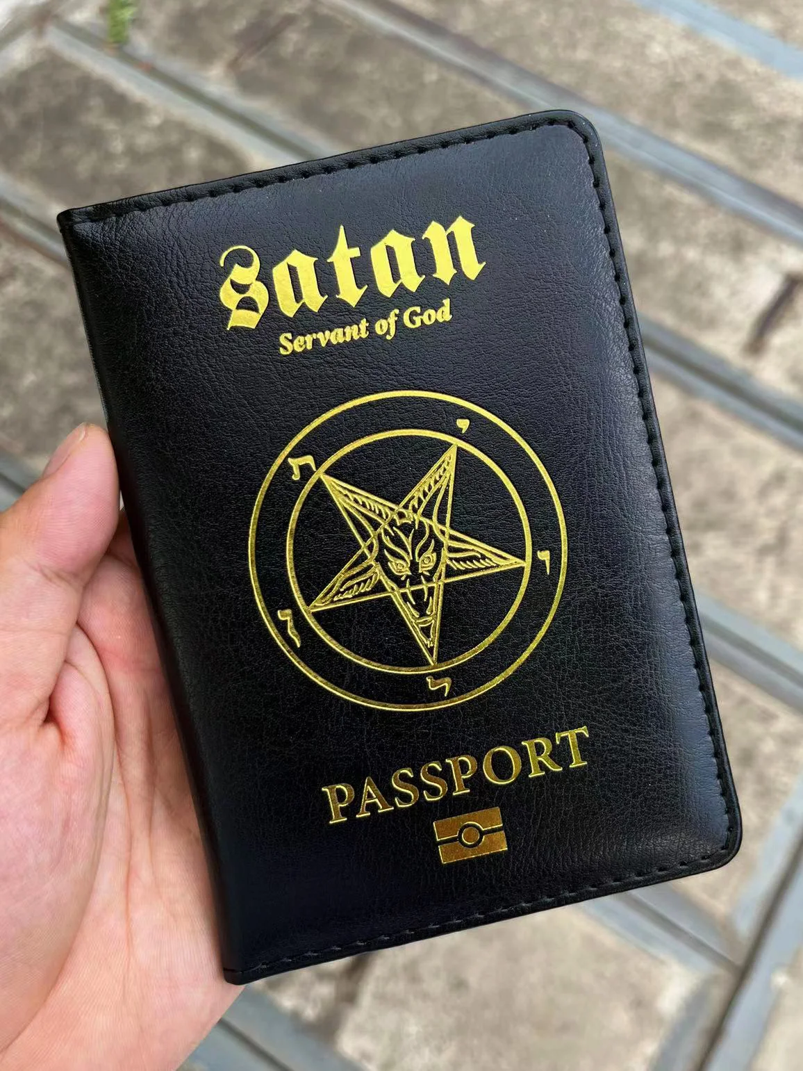Ziege Baphomet Reisepasshülle Reisepasshülle Ziegenkopf Hexerei Hülle auf dem Reisepass – Detail 4