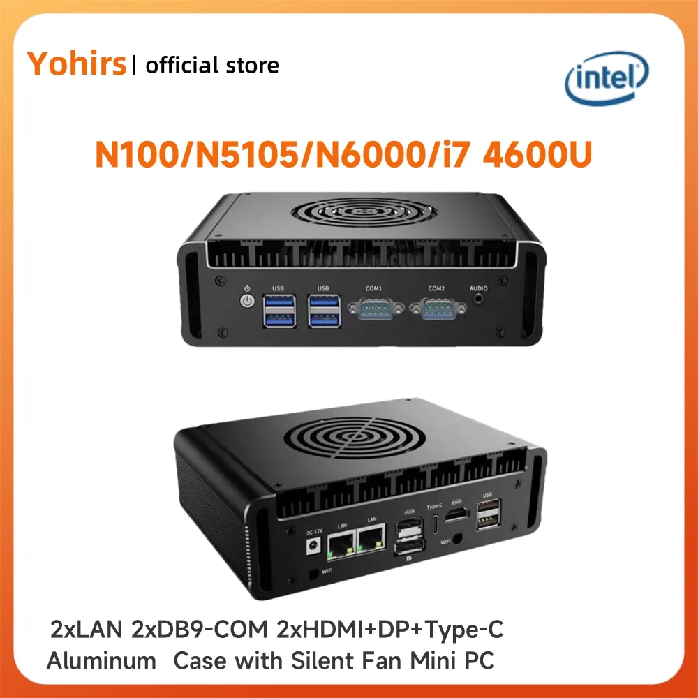 Wentylator Mini PC Intel Core i7 4500U i5 4200U Soft Router 2HD DP ESXI AES-NI2 Dual Lan Win11 PfSense Firewall Industrial Mini pc i7