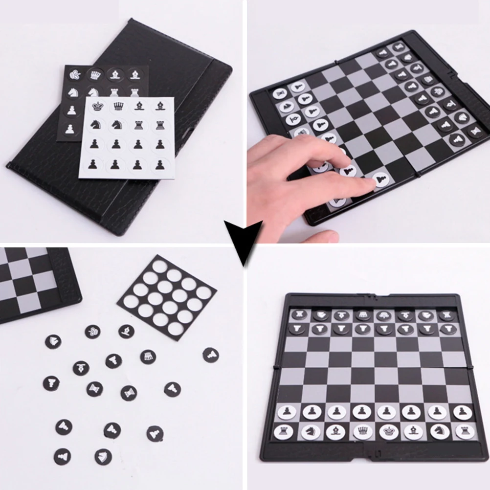 Travel Chess Set Prevent Slipping Interactive Magnetic Chess Board Set Folding Improve Memory for Adults for Trains