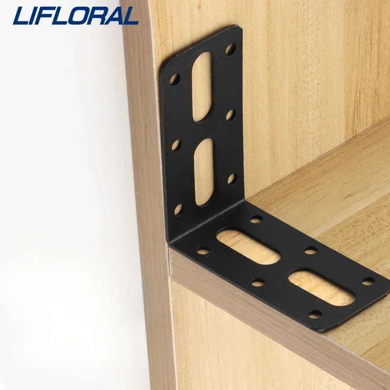 10pcs Hardware Fittings Four/Two Holes L-Shape Steel Sturdy Shelf Mounting Bracket Rust Resistant Corner Brackets Angle Code