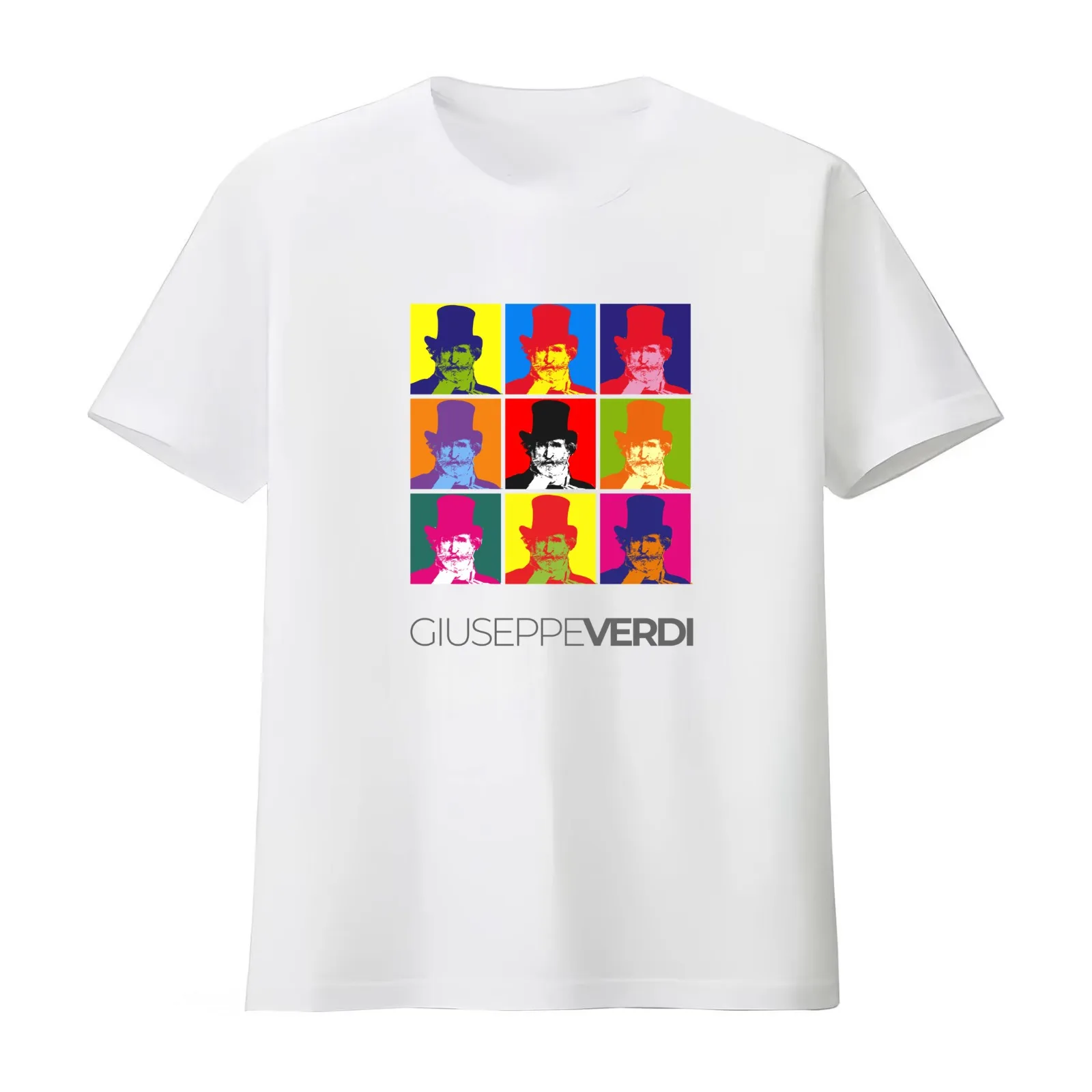 Giuseppe Verdi pop-art portrait poster T-Shirt Summer Casual Cotton Tee Oversized Streetwear Tops Vintage Graphic Print