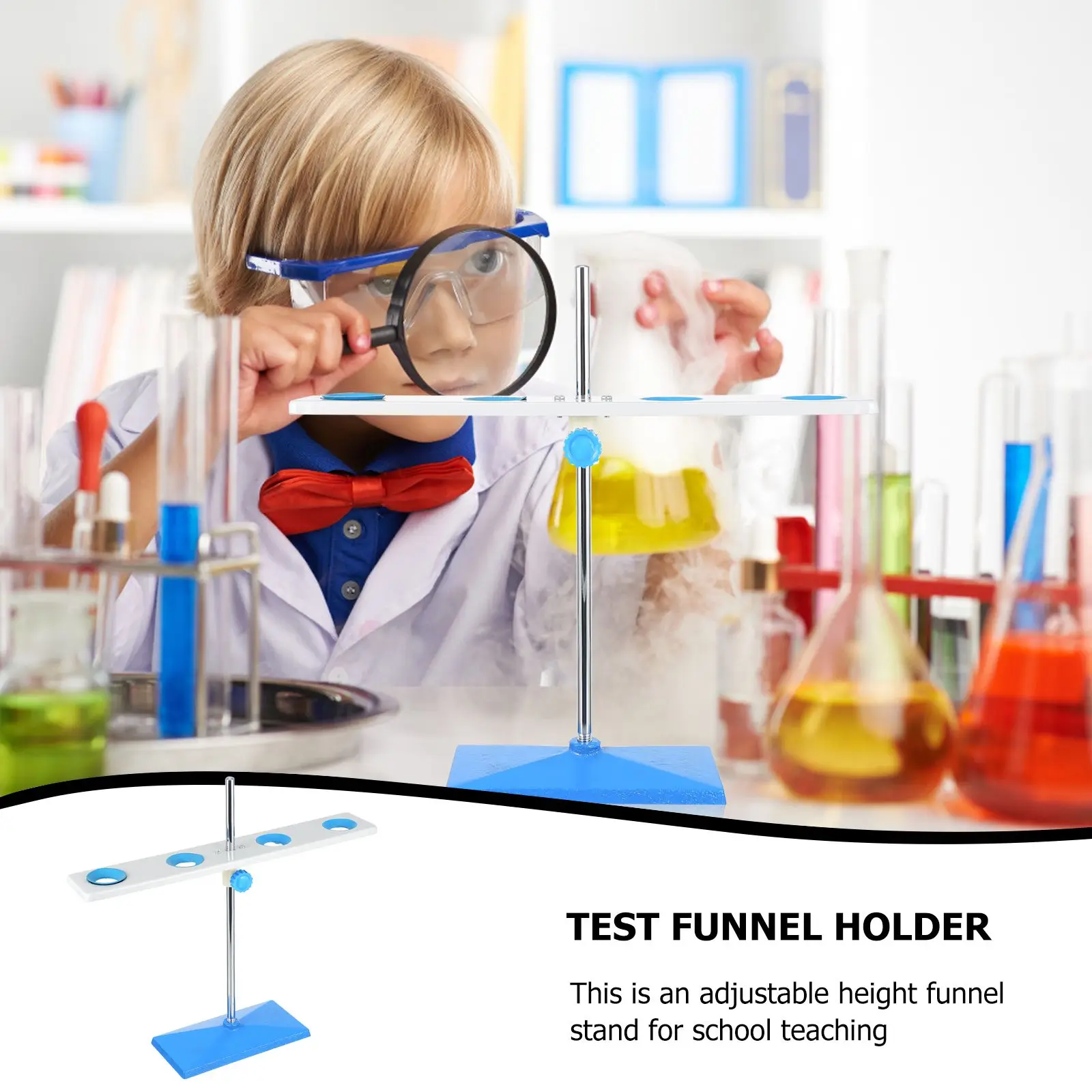 حامل مختبر قمع بأربعة فتحات رف علمي رف ارتفاع قابل للتعديل لمعدات التدريس الحديدية