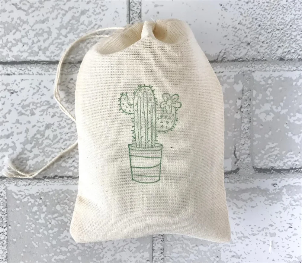 

20PCS Cactus Favor Bags Bachelorette Party Bags Wedding Welcome Baby Shower Succulent Candy Goodie Gift Bag Birthday Muslin Clot