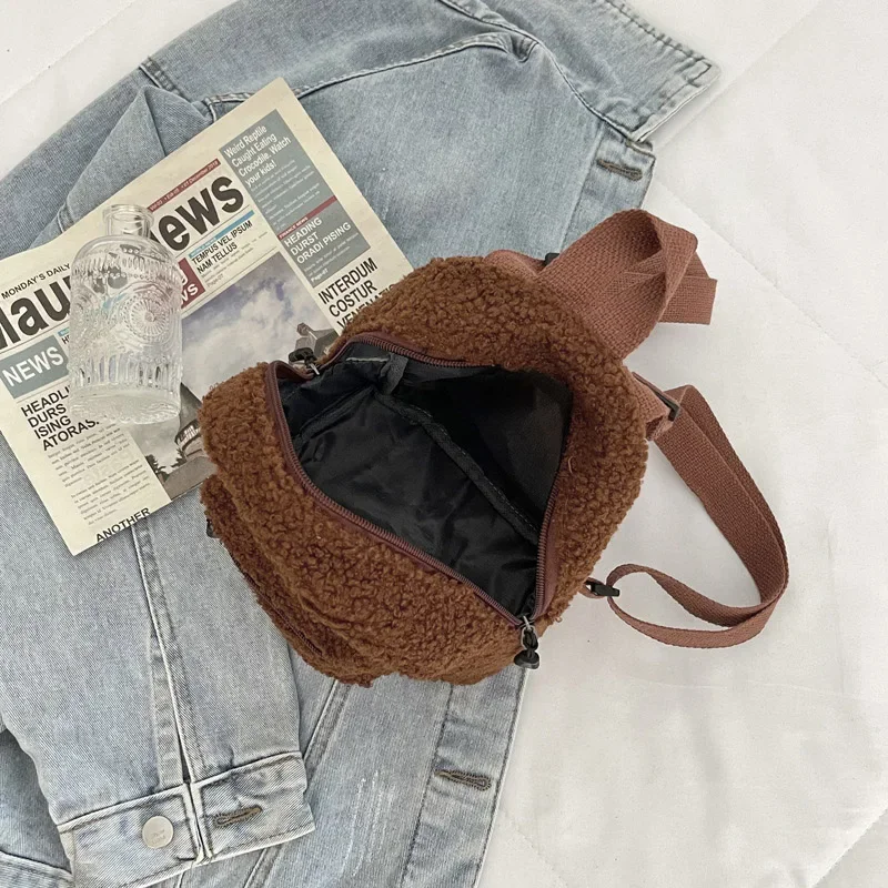 어린이를위한 귀여운 미니 플러시 배낭 성인 부모-자식 어깨 가방 가을 양털 양털 대용량 한국 학생 Samll 배낭