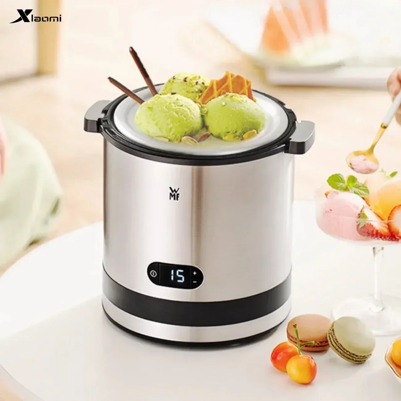 small homemade mini ice cream machine commercial  fully automatic fruit ice cream ice cream machine yogurt cone machine new