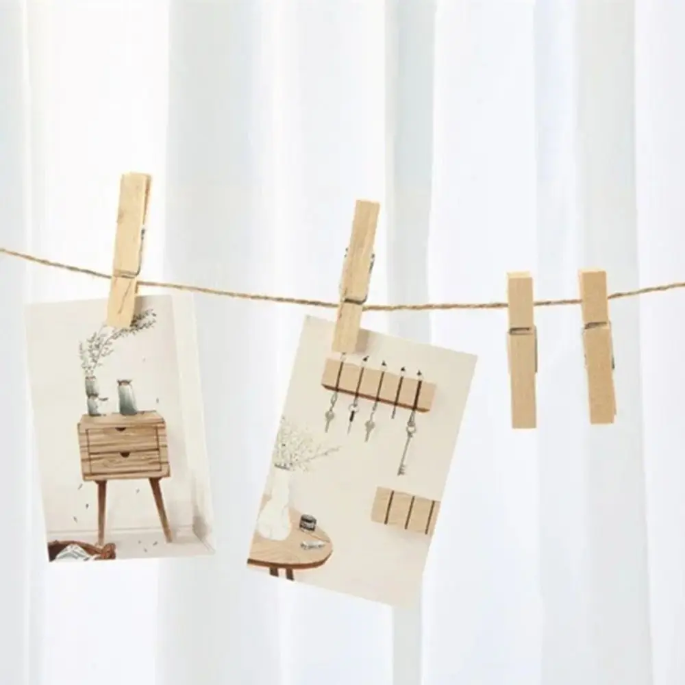 50/100pcs New Wooden Photo Clips Mini Reusable Memo Paper Peg Wooden Clamp for Hanging Pictures Paper DIY Crafts