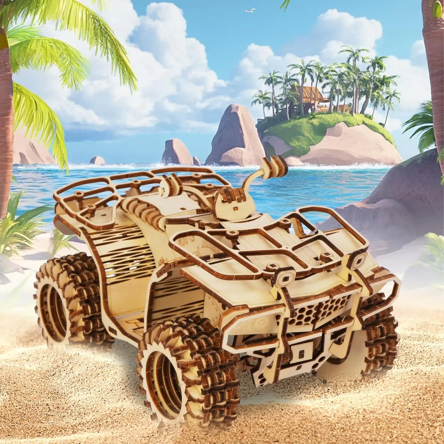 

3D Wooden Puzzles for Adults DIY Puzzle Model Kits Wooden Models for Adults to Build Home Décor Birthday Gift Beach Car Toy