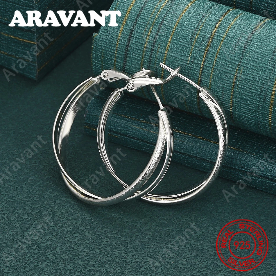 925 Sterling Silver 26mm Cross-Shaped Hoop Earrings - Unique Gift For Women, Versatile For Events And Jewelry