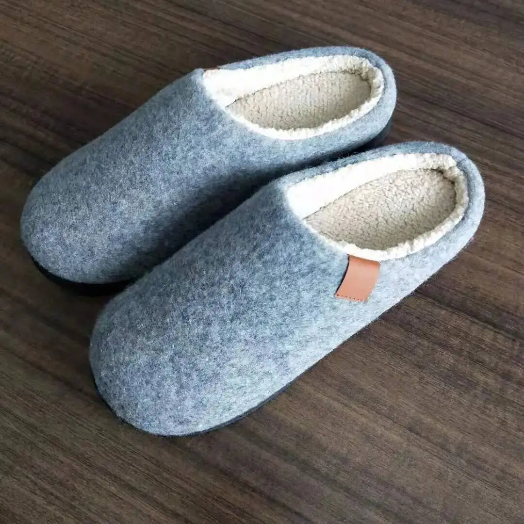 

Household Slippers Autumn Winter Flat Heel Stitched Slippers Warm Home Slippers Nordic Style Large Size Shoes For Men