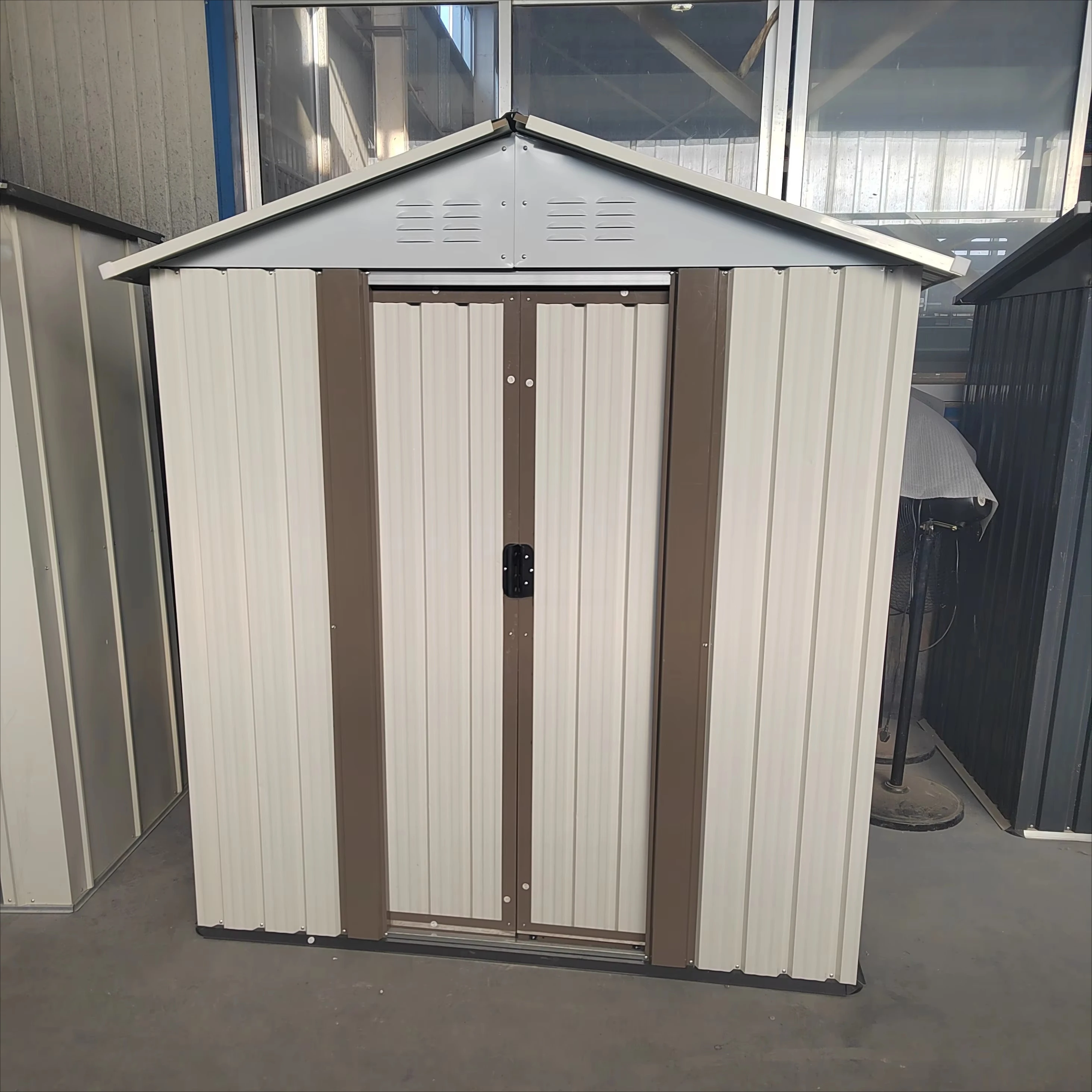 kb-6*4ft Metal Garden Storage Shed Grey Color Eco-Friendly Easily Assembled Tool Storage for Backyard#