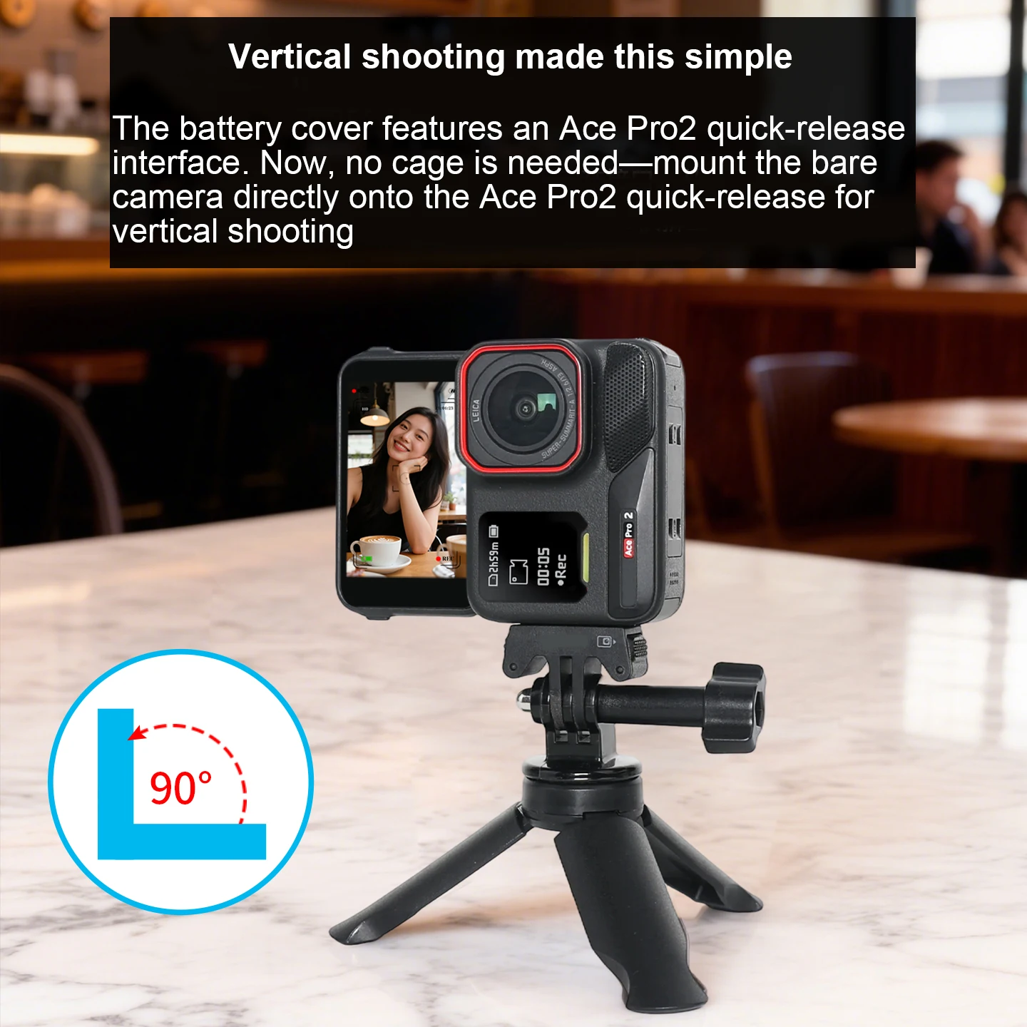 Vertical Shooting Battery Cover for Insta360 Ace Pro 2 Battery Cover Aluminum Alloy Quick Release Adapter Sport Camera Accessory