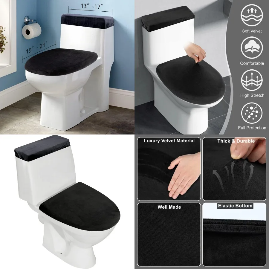 

Роскошная эластичная бархатная крышка для унитаза и набор крышек для унитаза для ванной комнаты Супермягкая плюшевая ткань с эластичным дном f