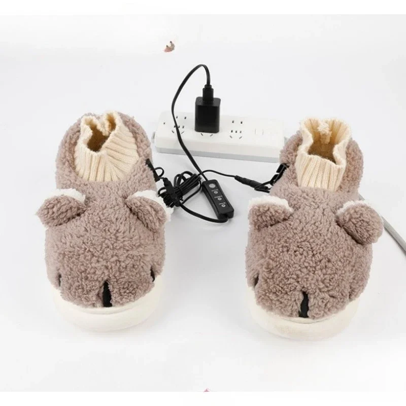 Foot warmer, plug-in heating can walk, temperature control indoor usb charging heating warm slippers