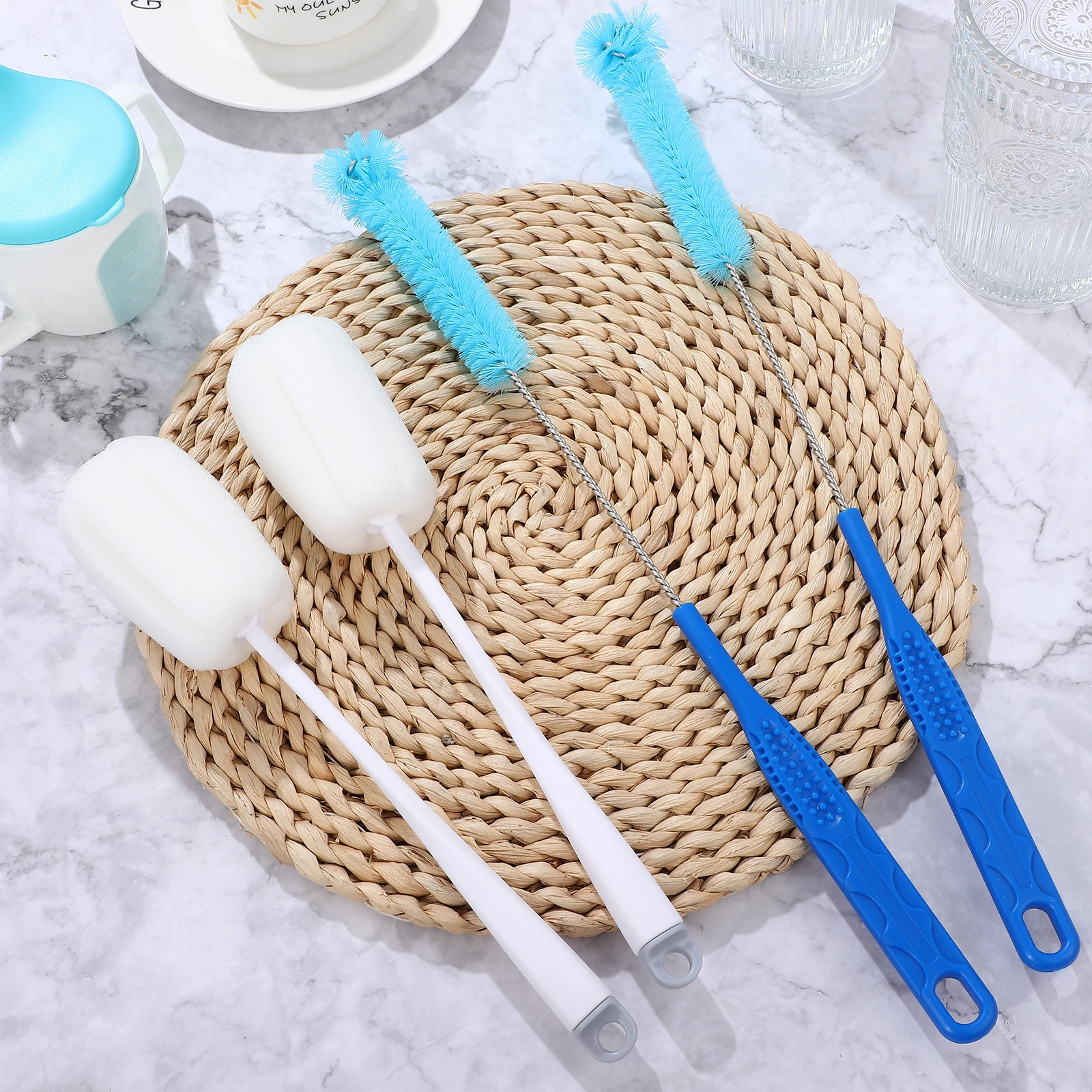 

1 set 1 Set Kit Sponge Bottle Cup Brush Long Cup Clean Brush Handle Nonslip For Baby Bottles Wine Cups Kitchen Tools