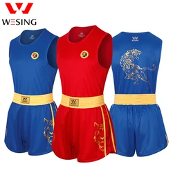 WESING Sanda Uniform for Men Women Training Vest Shorts Tiger Pattern