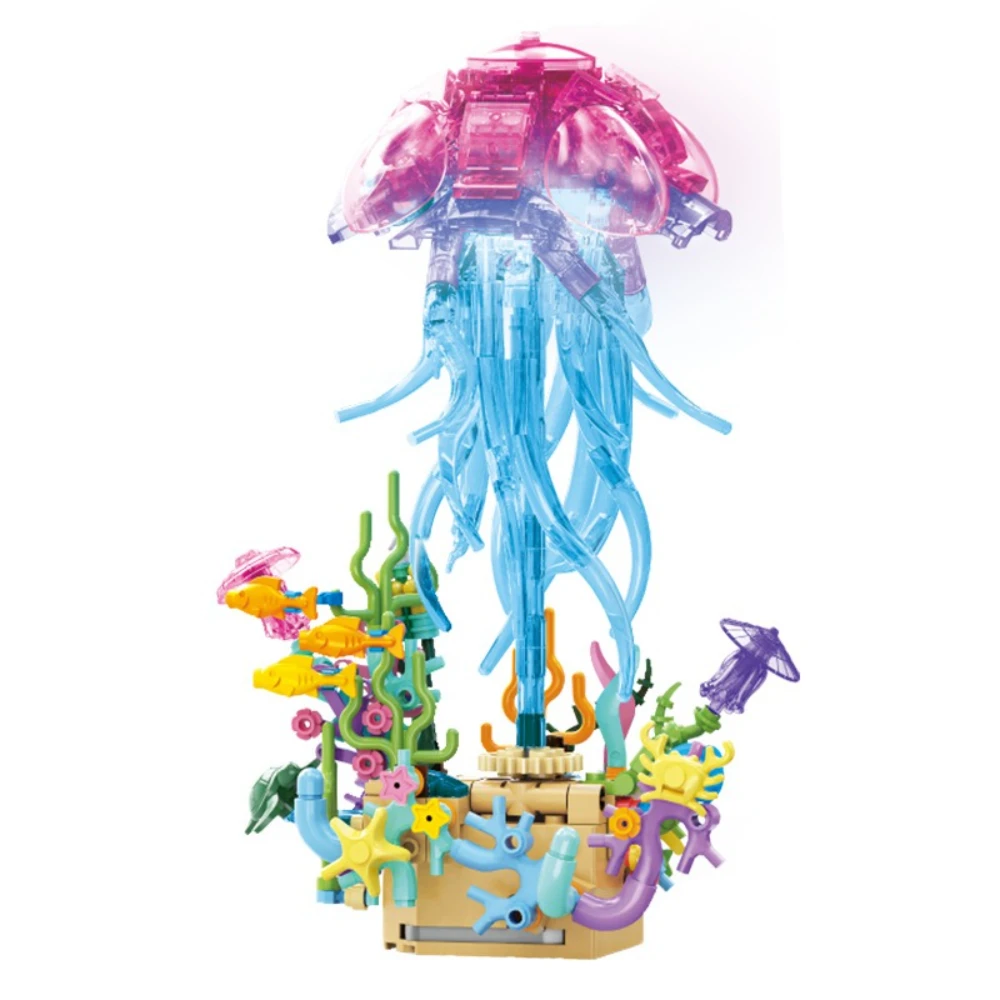 Artificial Butterfly Music Box MOC Building Blocks Octopus Animal With Light Assembled Educational Toys Bricks DIY Holiday Gifts