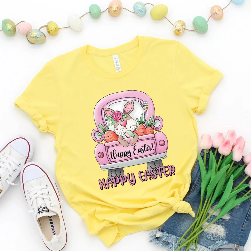 衣類用熱転写印刷パッチ、洗えるステッカー、イースタートラック、ウサギ、ニンジン、卵、6個