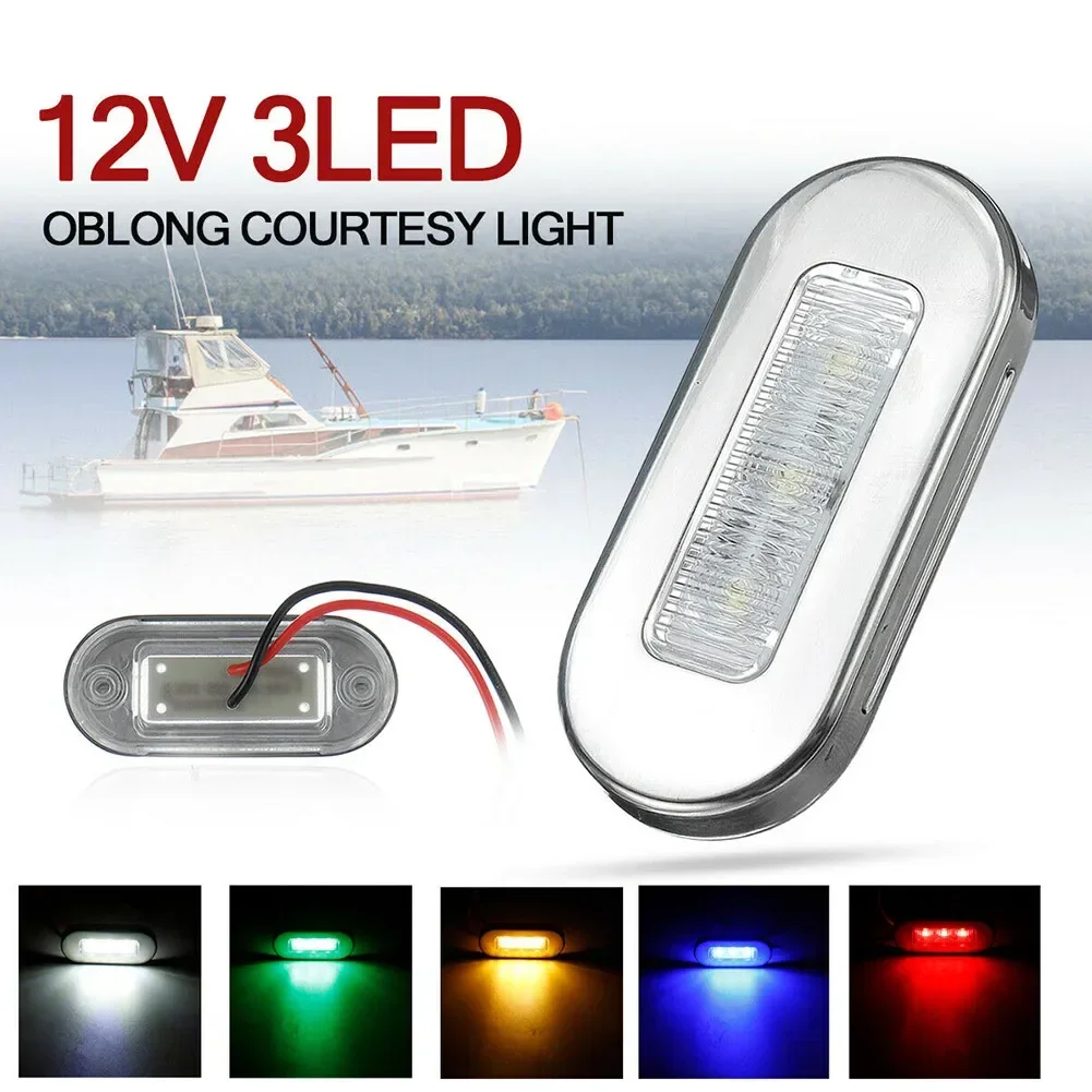 

2pcs 12V LED Courtesy Light Mount Yacht Marine Boat Cabin Deck Lamp Waterproof LED Oblong Stainless Courtesy Light Accent Yacht