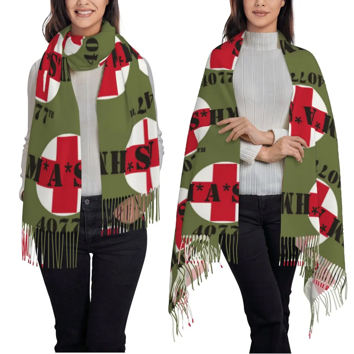 Mash Medic 4077 米軍スカーフ タッセルスカーフ 女性用 ソフトで暖かいショールとラップ ロング 秋 冬 ショールラップ