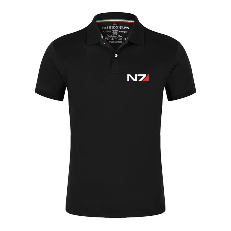 2024 new summer N7 mass effect Logo print hot sale breathable polo men popular solid color short sleeve comfortable top