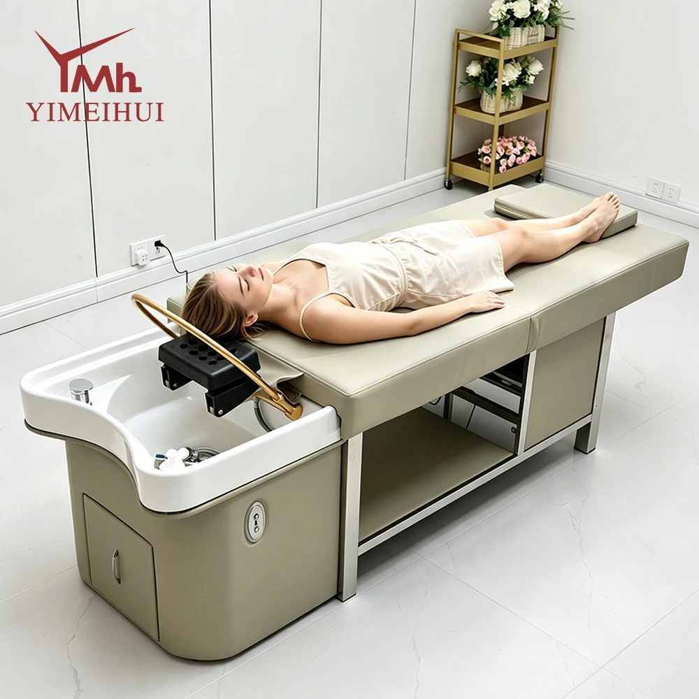Salon Electric Hair Washing Massage Bed Thai Therapy Head Treatment Head Spa Shampoo Bed With Sink