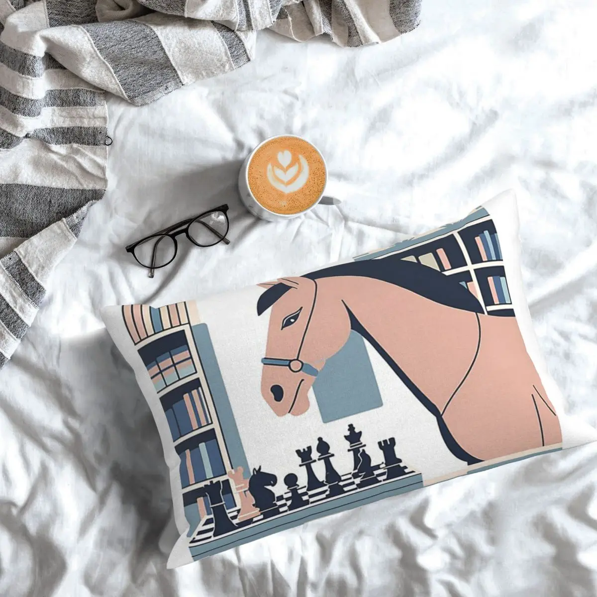 Chess & Horse Rectangle Pillowcase Cushion Cover Decorative Bedroom Bed Home Comfort Throw Pillow