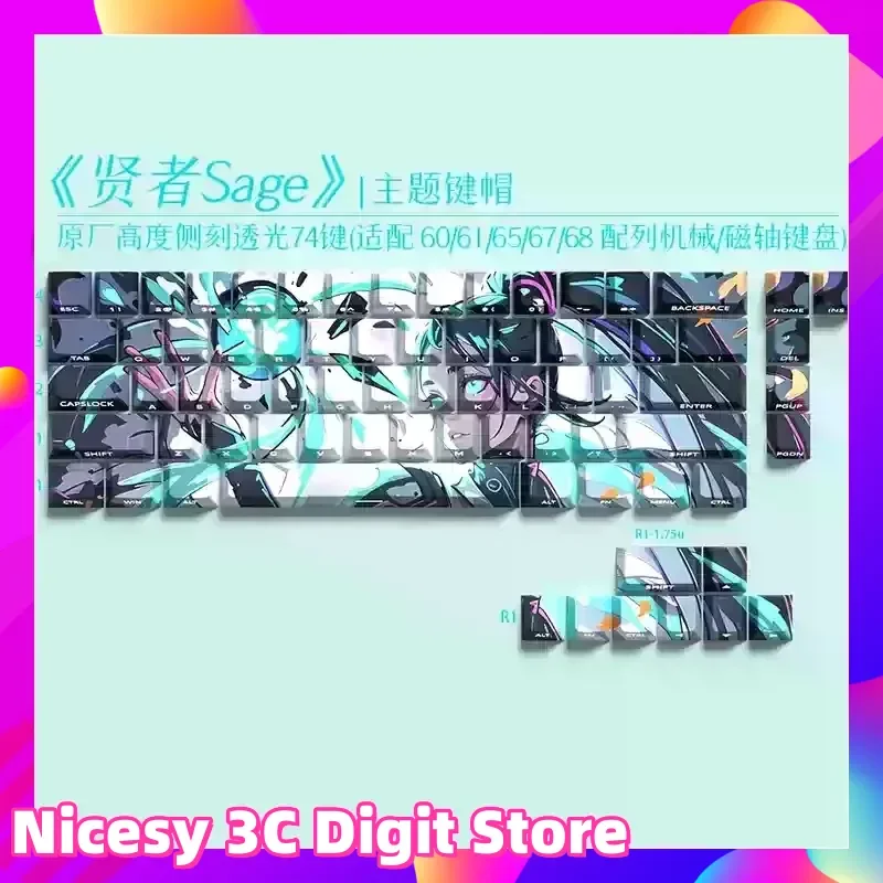 

Valorant Sage Theme Anime Keycap Mechanical Keyboards Cherry Profile PBT Custom Keycap Side Engraved Translucent PC Game Gift