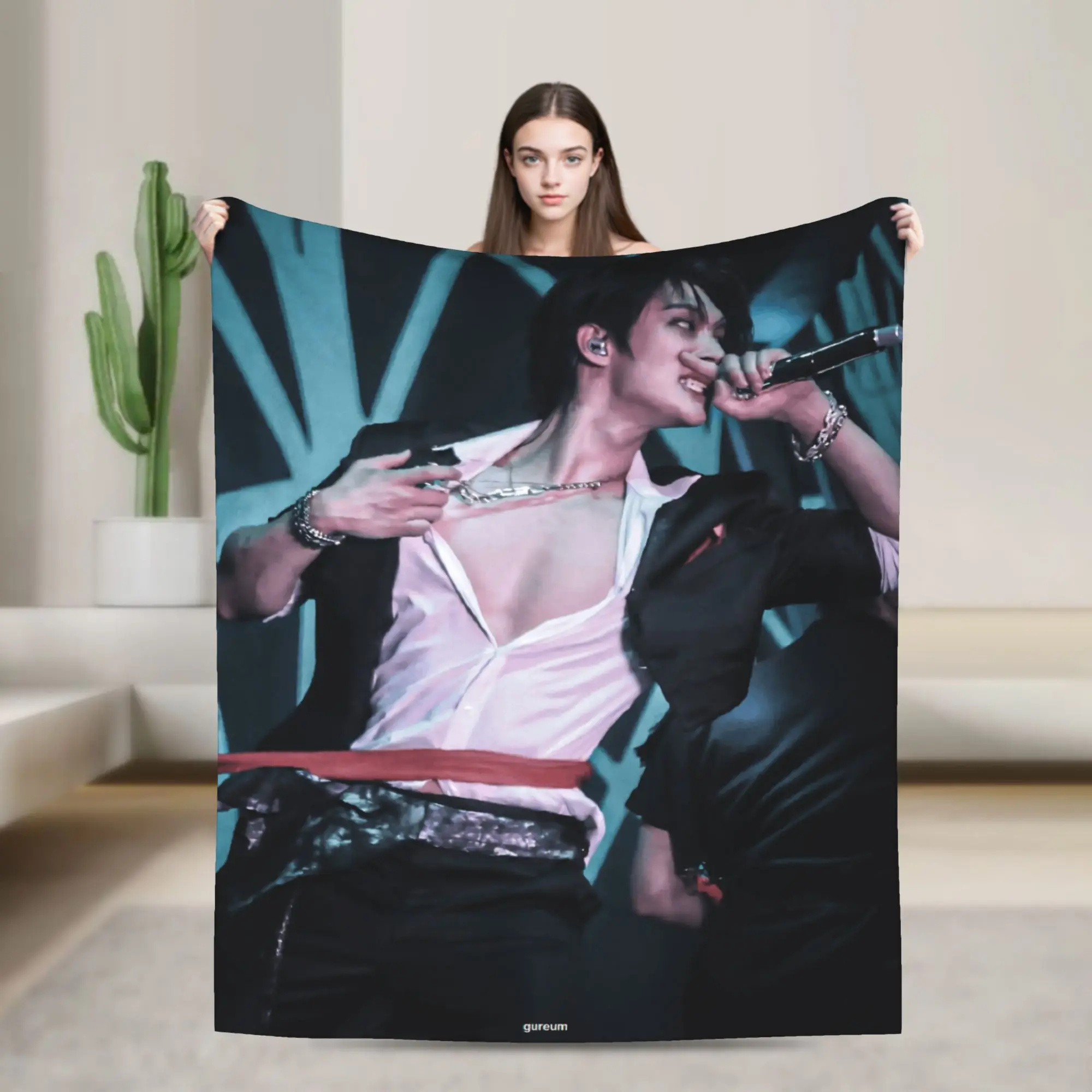 Mingi Ateez Band Blanket  Super Soft Plush Throw Blanket For Couch Chair Sofa Bed Airplane Travel Flannel Bedspread Bed Cover