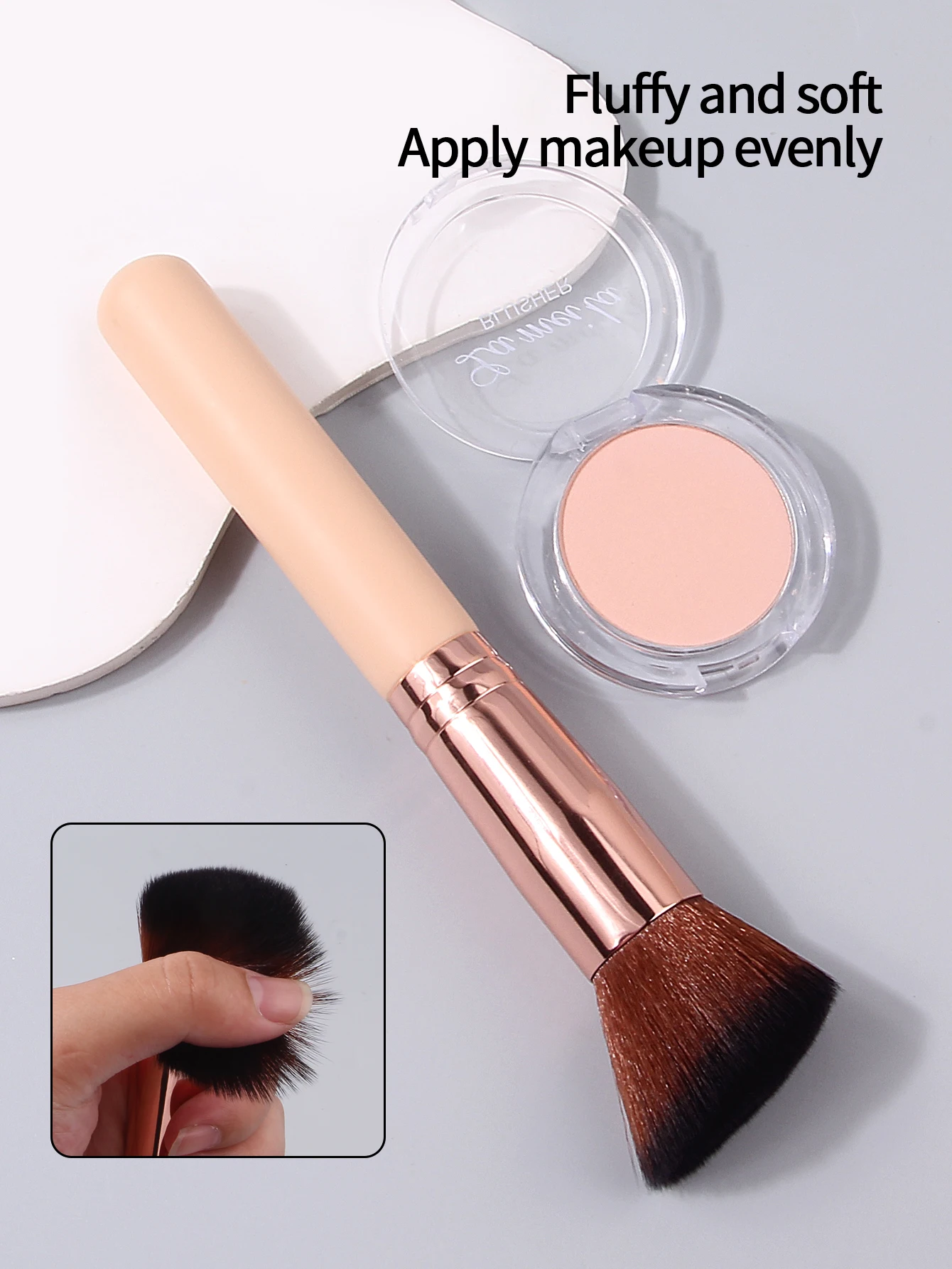 High-quality flat and slanted foundation brush, contour brush, beginner's makeup tool, facial blush brush, portable makeup brush